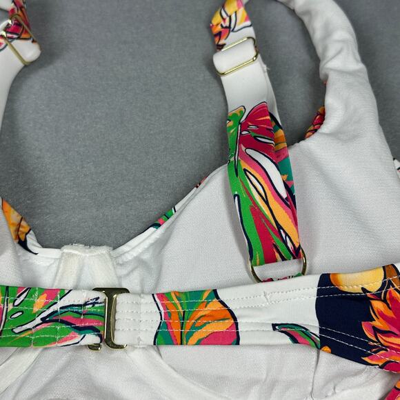 Mynah Tankini Swimsuit Top Womens Medium Tropical Parrots Print Underwire Beach - Picture 3 of 11